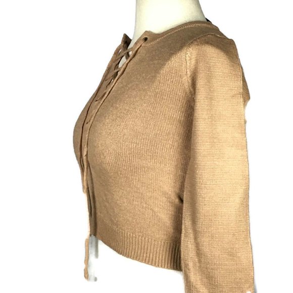 🌺3/$15🌺NWT Mocha Lace-Up Knitted Sweater - Picture 6 of 6